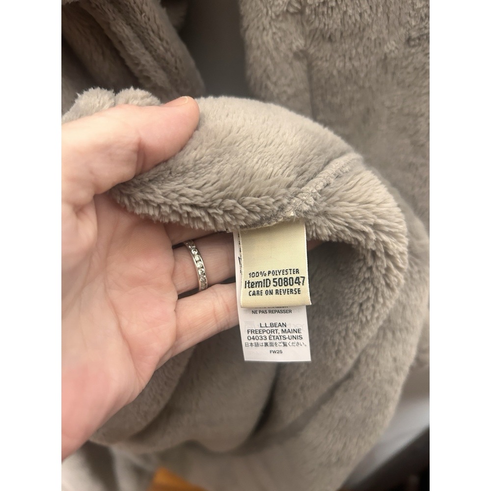 LL Bean Gray Hooded Fleece 50" Long WICKED PLUSH ROBE Women's Size Large New NWT - Picture 3 of 9